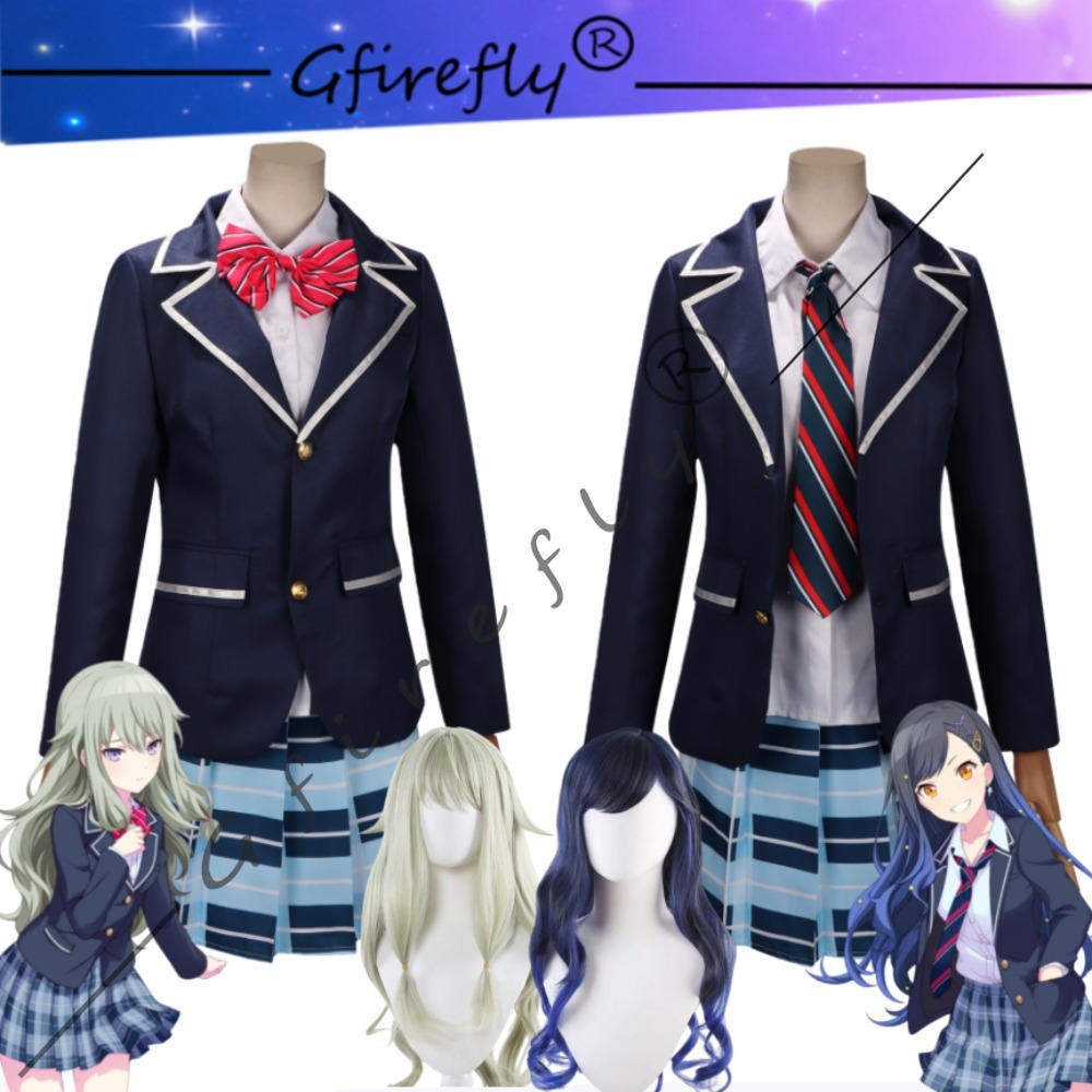 Cosplay Wig Colored - ชุดคอสเพลย์นักเรียนมัธยมปลายคามิยามะ เนเนะ คุซานางิ จากโปรเจกต์เซไค พร้อมวิกผมสไตล์เดียวกับตัวละคร สำหรับการแสดงบนเวที