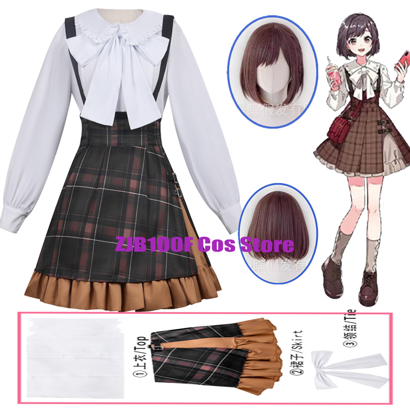 Cosplay Wig Colored - 2026 ชิโนโนเมะ เอนะคอสเพลย์อะนิเมะโปรเจ็กต์คอสตูม เซไค คัลเลอร์ฟูล สเตจชุดนักเรียนกระโปรงลายตารางวิกผมปาร์ตี้ฮาโลวีนสำหรับผู้หญิง