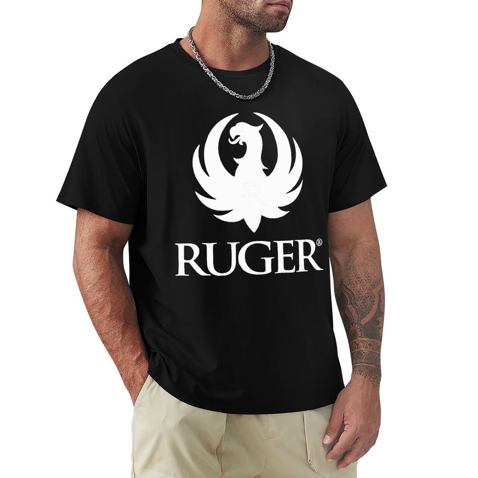 Anime Merchandise T-Shirts - เสื้อยืดลายโลโก้ R.uger เสื้อยืดลายอนิเมะสำหรับผู้ชาย