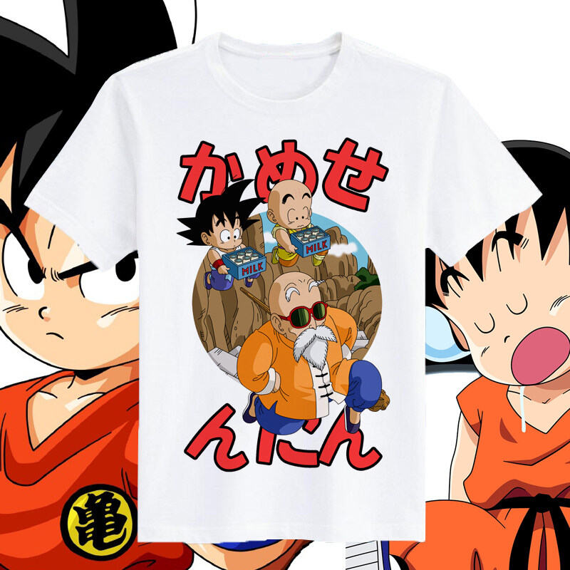 Anime Merchandise T-Shirts - สินค้าอนิเมะดราก้อนบอลฤดูร้อนปี 2026 เสื้อยืดซุนหงอคงแบรนด์สุดฮิต ชุดเซ็ตพ่อแม่ลูก ผ้าฝ้ายแท้ ทรงหลวม