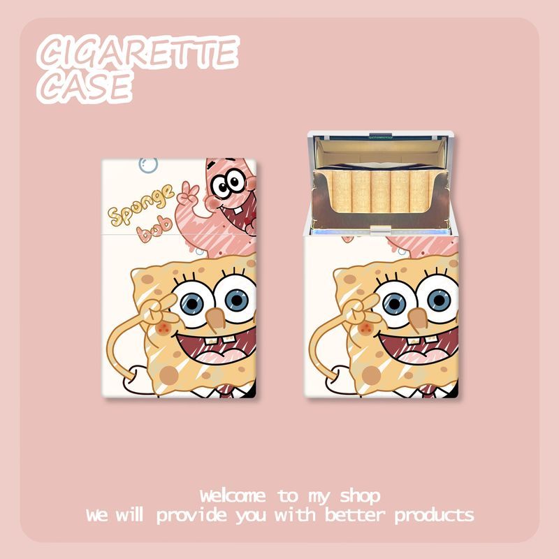Manga Storage Box - กล่องใส่บุหรี่ลายการ์ตูนสปองจ์บ็อบน่ารัก กล่องพลาสติกสำหรับบุหรี่แบบหนา 20 มวน พกพาสะดวก